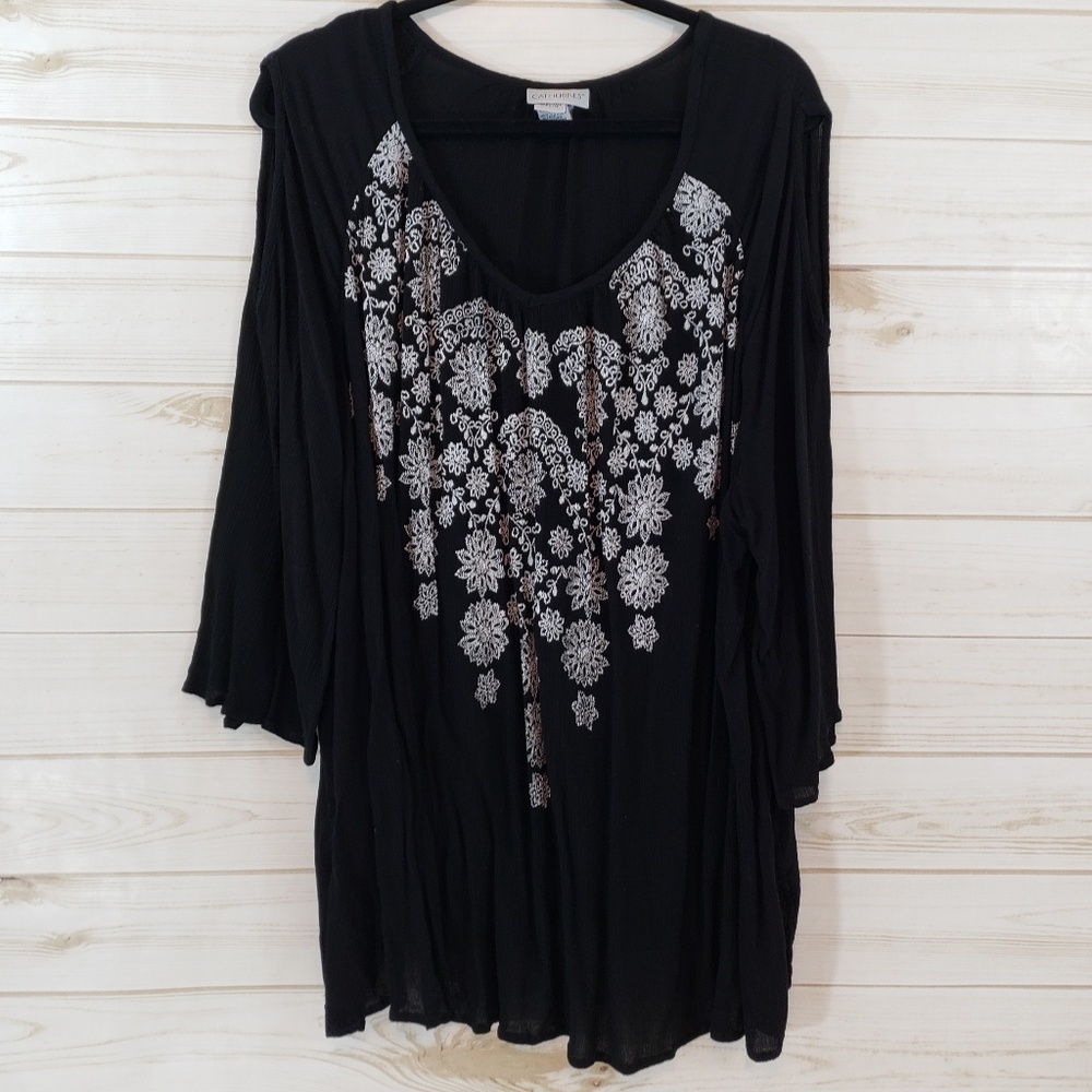 Catherines Black Cold Shoulder Tunic SZ: 4X